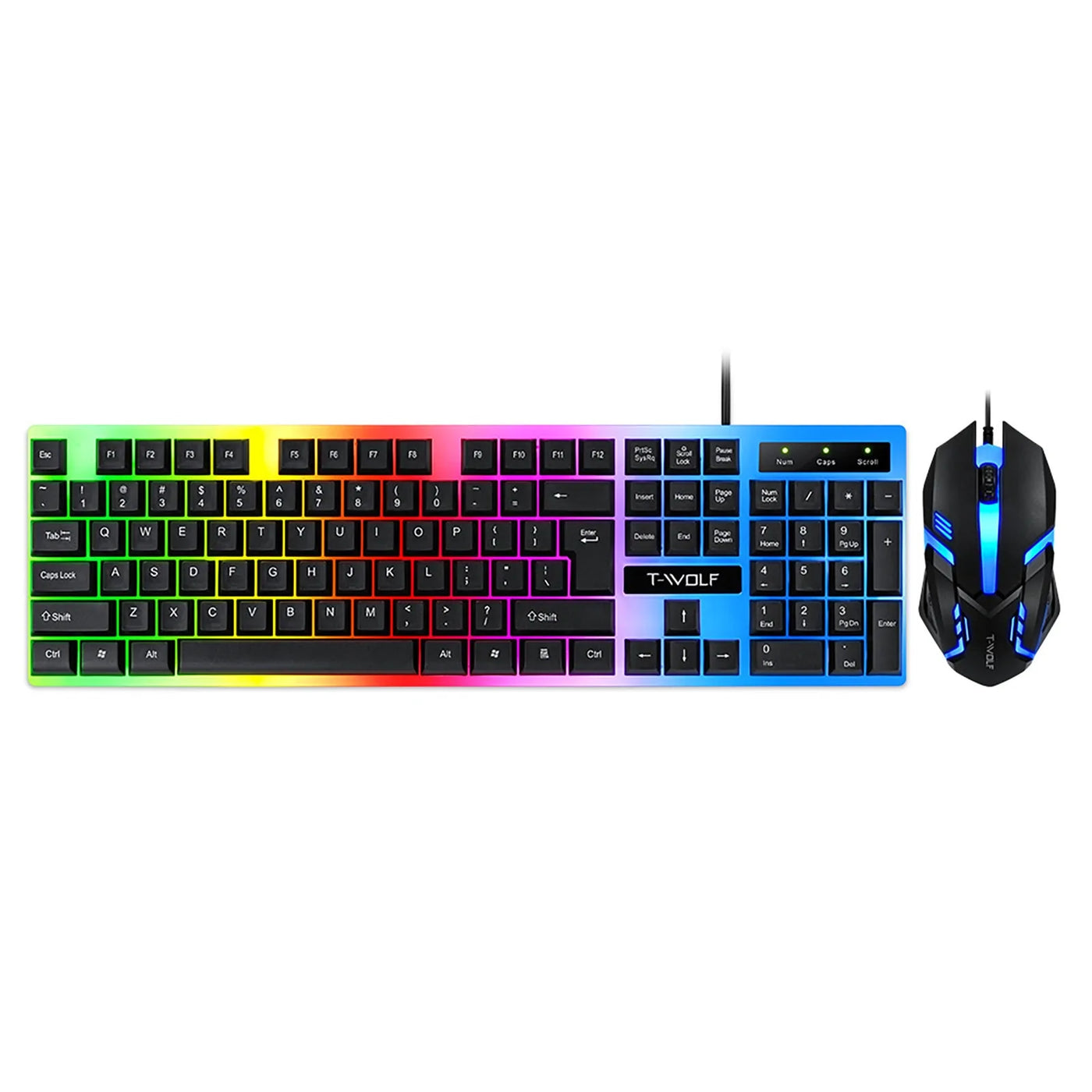 Rainbow Backlit Gaming Keyboard & Mouse Kit - Techtopia