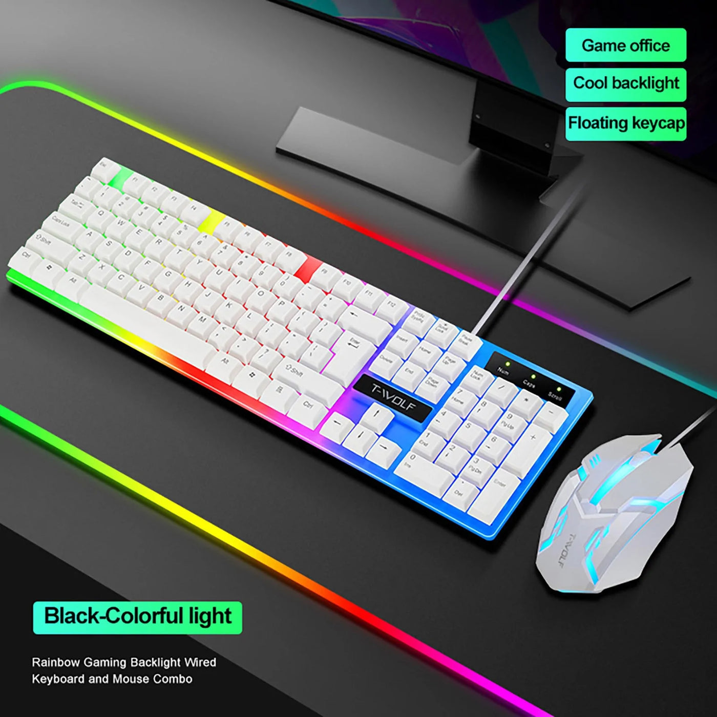 Rainbow Backlit Gaming Keyboard & Mouse Kit - Techtopia